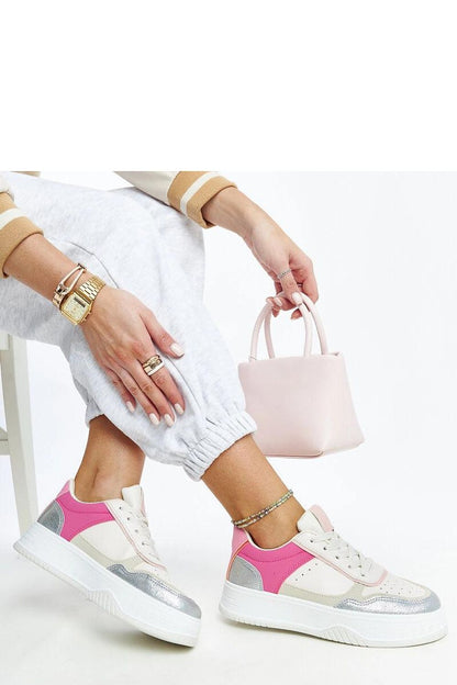   Biało-różowe sneakersy na grubszej podeszwie Rumai - Solea 