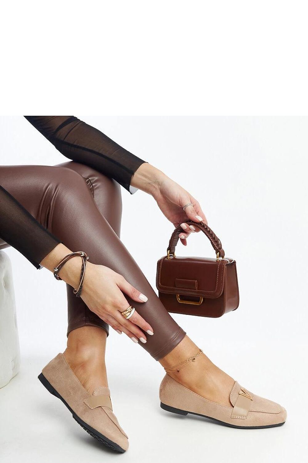   Brązowe mokasyny z ozdobą Namal - Solea 