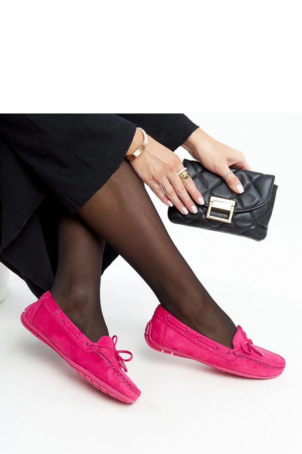   Ciemnoróżowe mokasyny z kokardą Hayam - Solea 