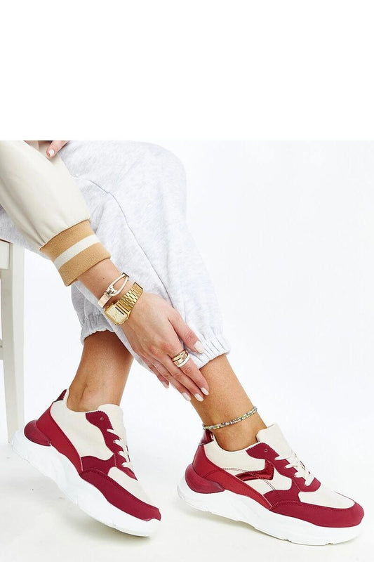   Beżowo-czerwone sneakersy na platformie Nereida - Solea 