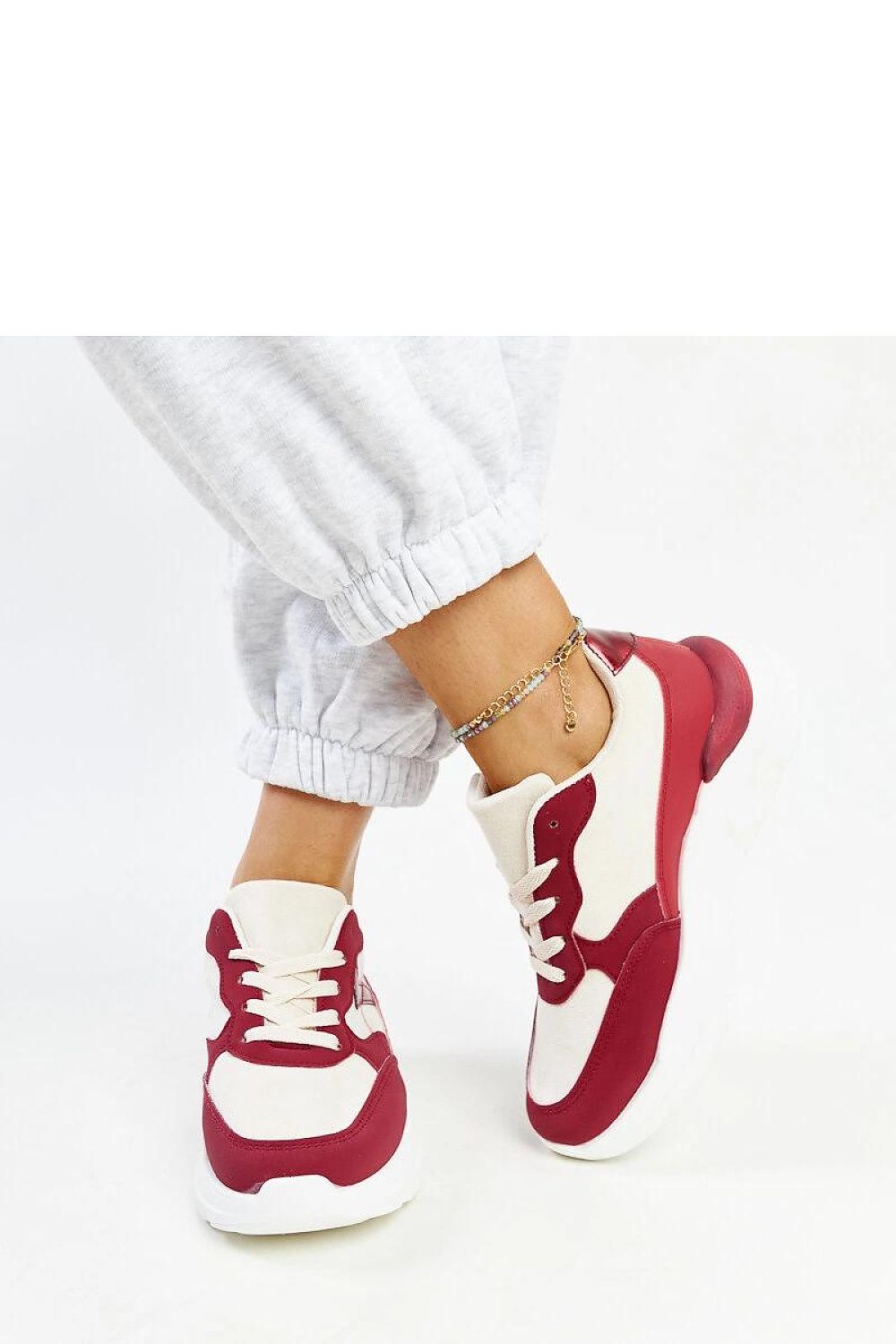   Beżowo-czerwone sneakersy na platformie Nereida - Solea 