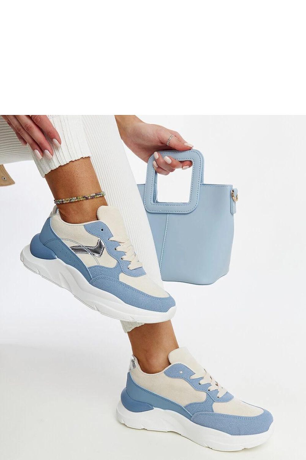   Beżowo-niebieskie sneakersy na platformie Nereida - Solea 