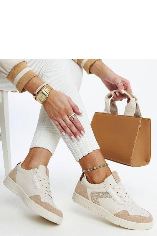   Beżowe sneakersy z brokatem Juwan - Solea 