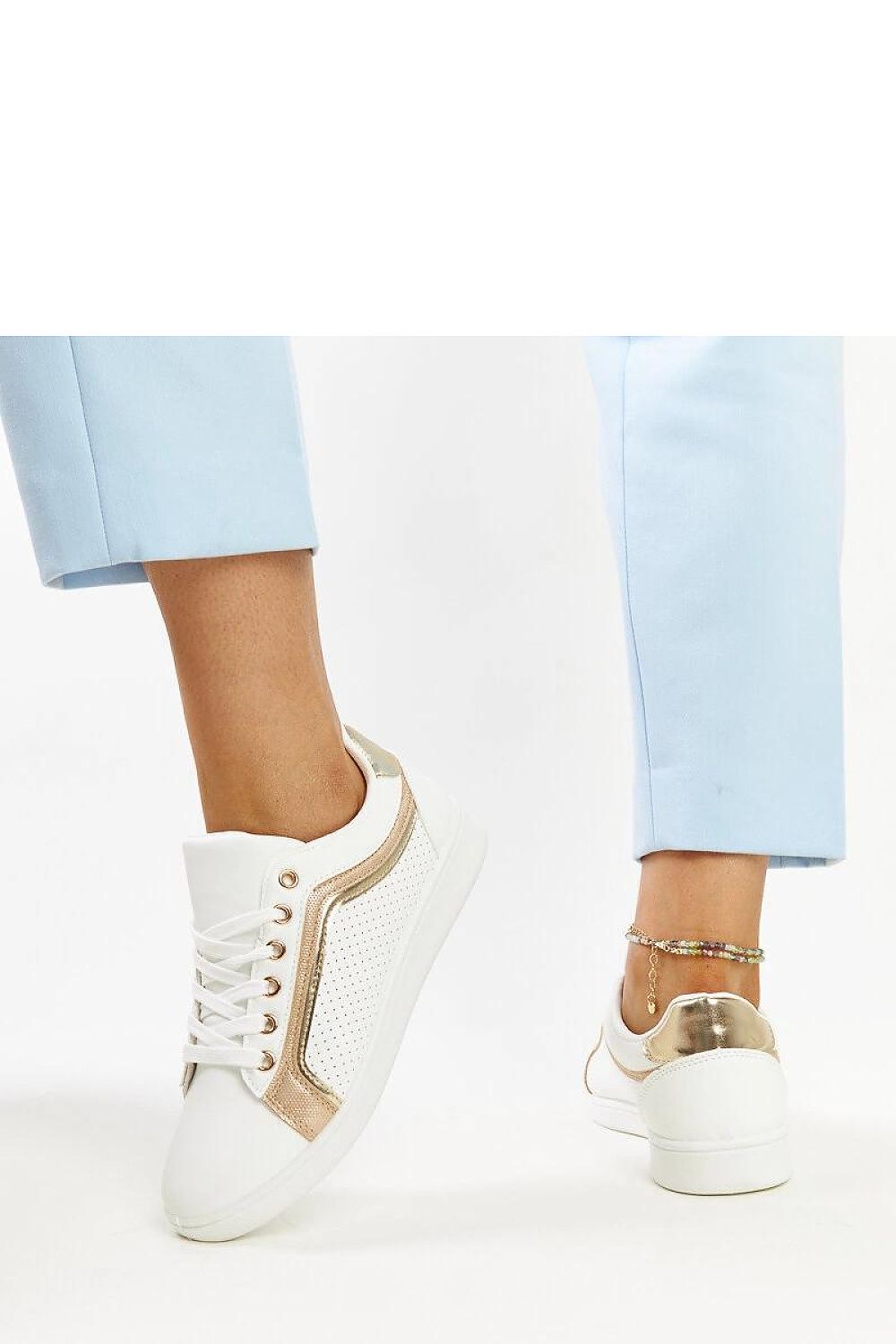   Biało-złote sneakersy na platformie Amala - Solea 
