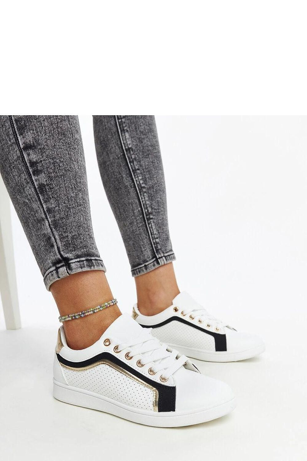   Biało-czarne sneakersy na platformie Amala - Solea 