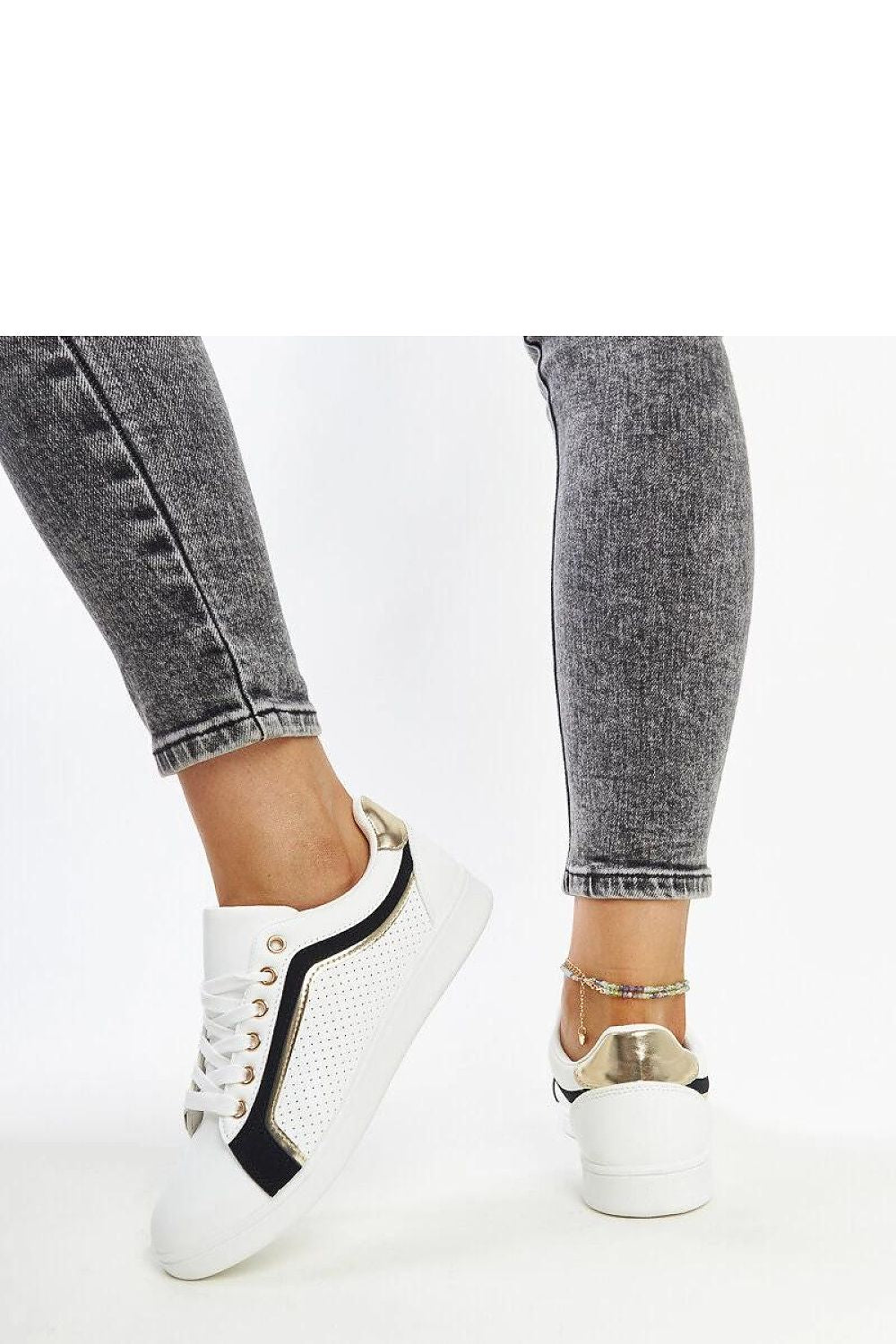   Biało-czarne sneakersy na platformie Amala - Solea 