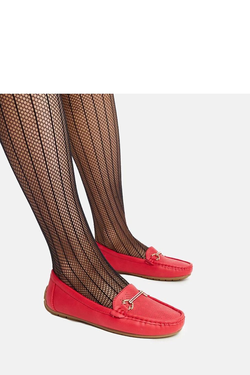   Czerwone mokasyny z ozdobną klamerką Adila - Solea 