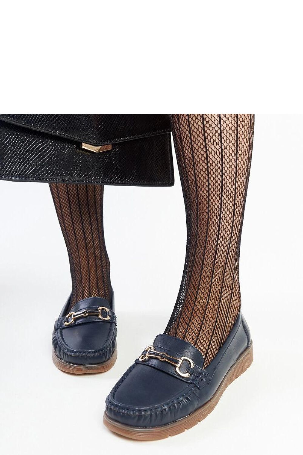   Granatowe mokasyny z klamerką Anisah - Solea 