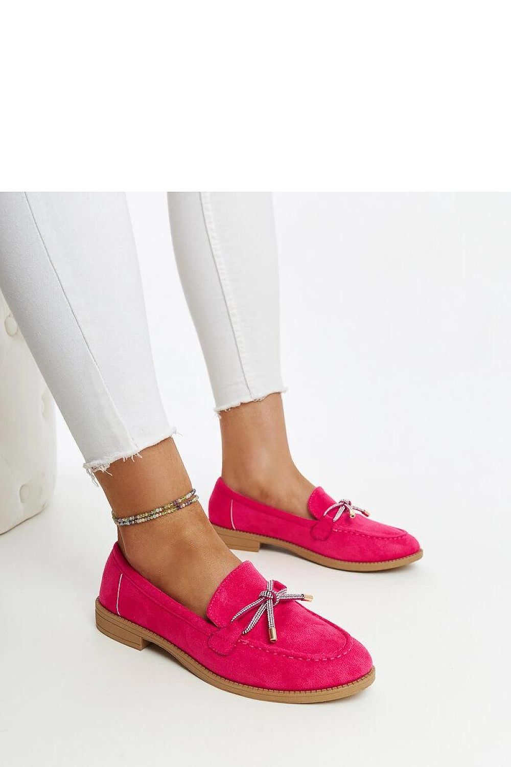   Ciemnoróżowe mokasyny z ozdobną kokardą Endike - Solea 