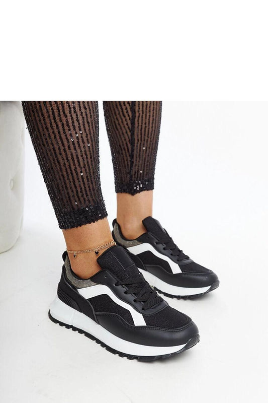   Czarne sneakersy na platformie z brokatem Evelia - Solea 