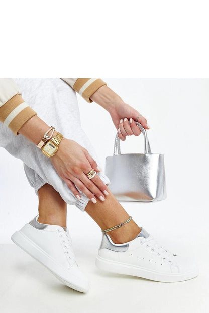   Biało-srebrne trampki na platformie Ariam - Solea 