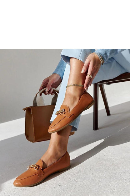   Mokasyny z łańcuszkiem Scaletta ciepły brąz - Solea 