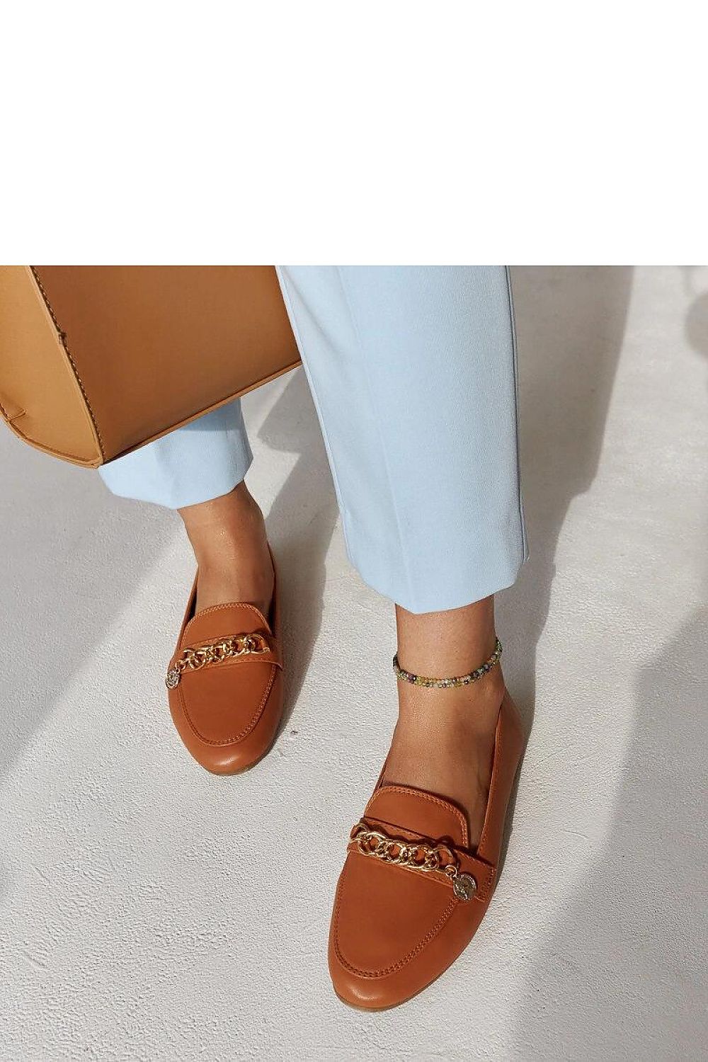   Mokasyny z łańcuszkiem Scaletta ciepły brąz - Solea 