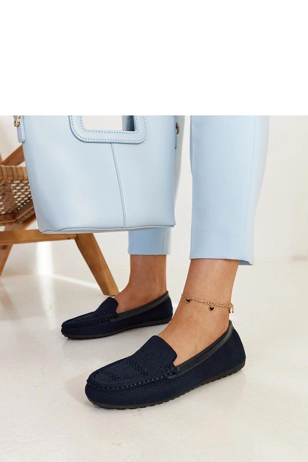   Granatowe materiałowe mokasyny Fiammetta - Solea 