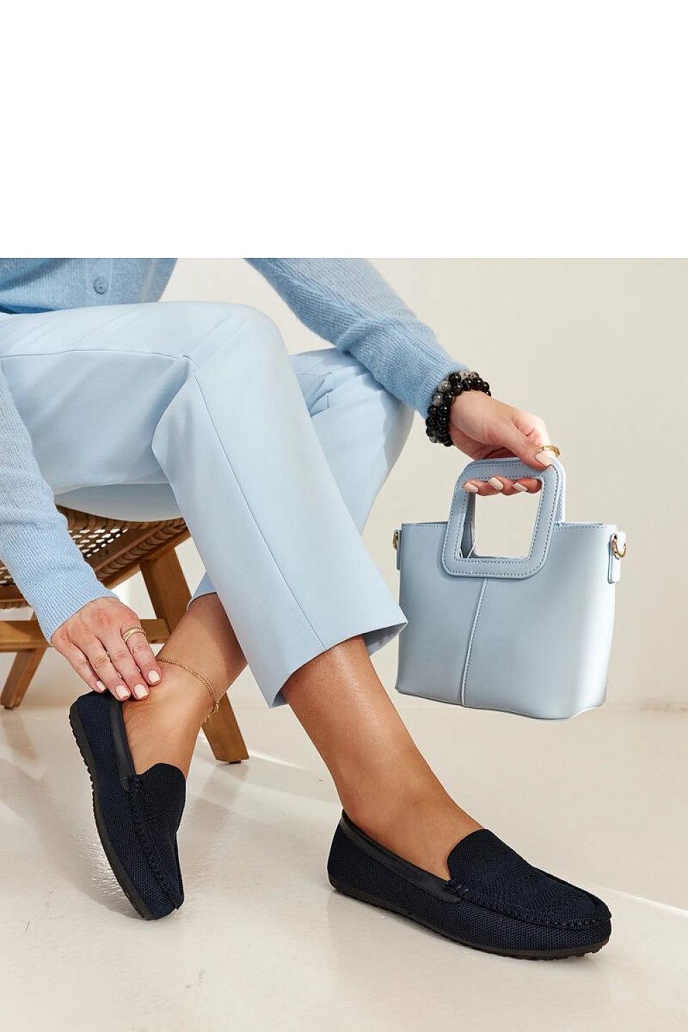   Granatowe materiałowe mokasyny Fiammetta - Solea 