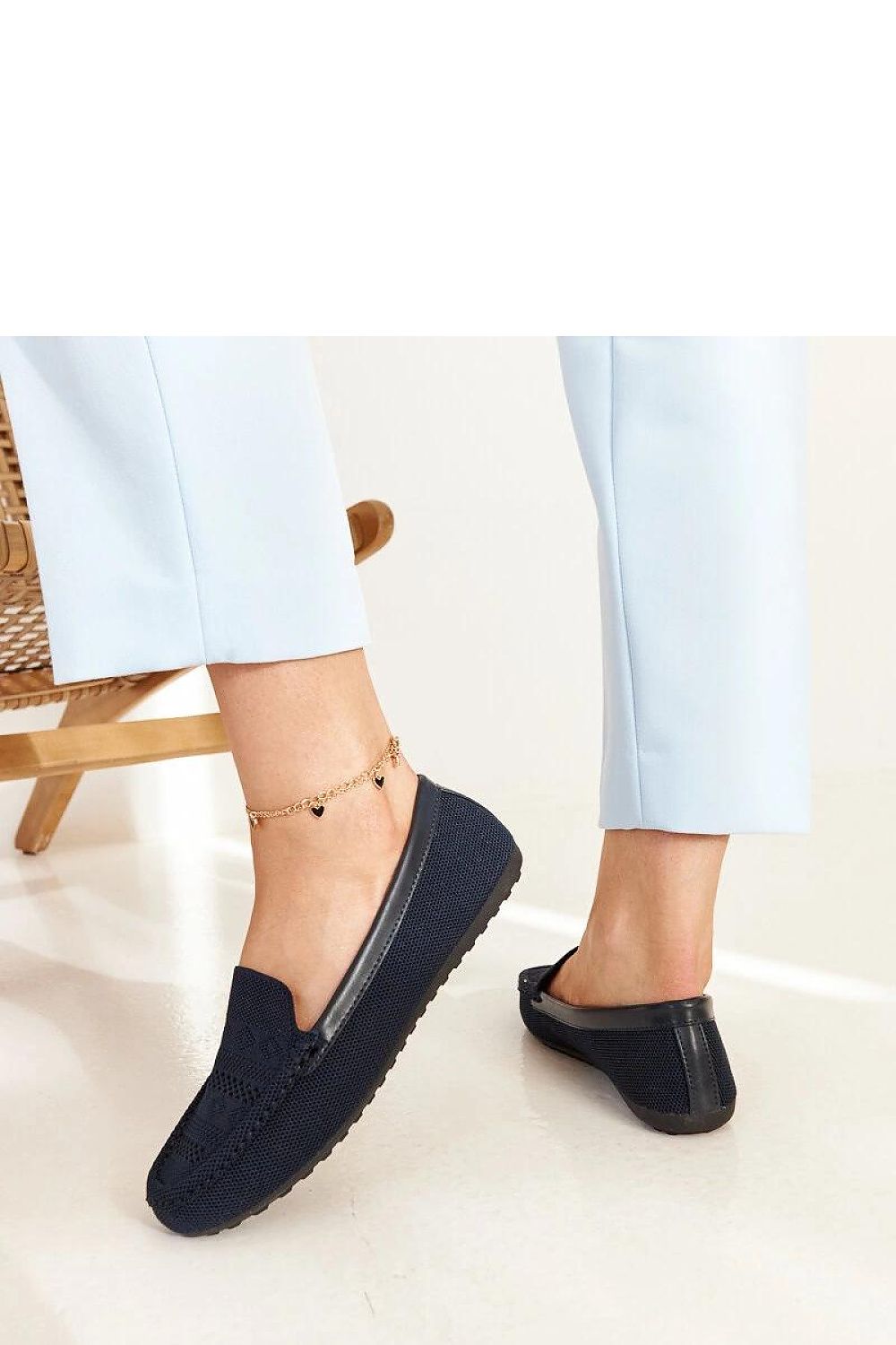   Granatowe materiałowe mokasyny Fiammetta - Solea 