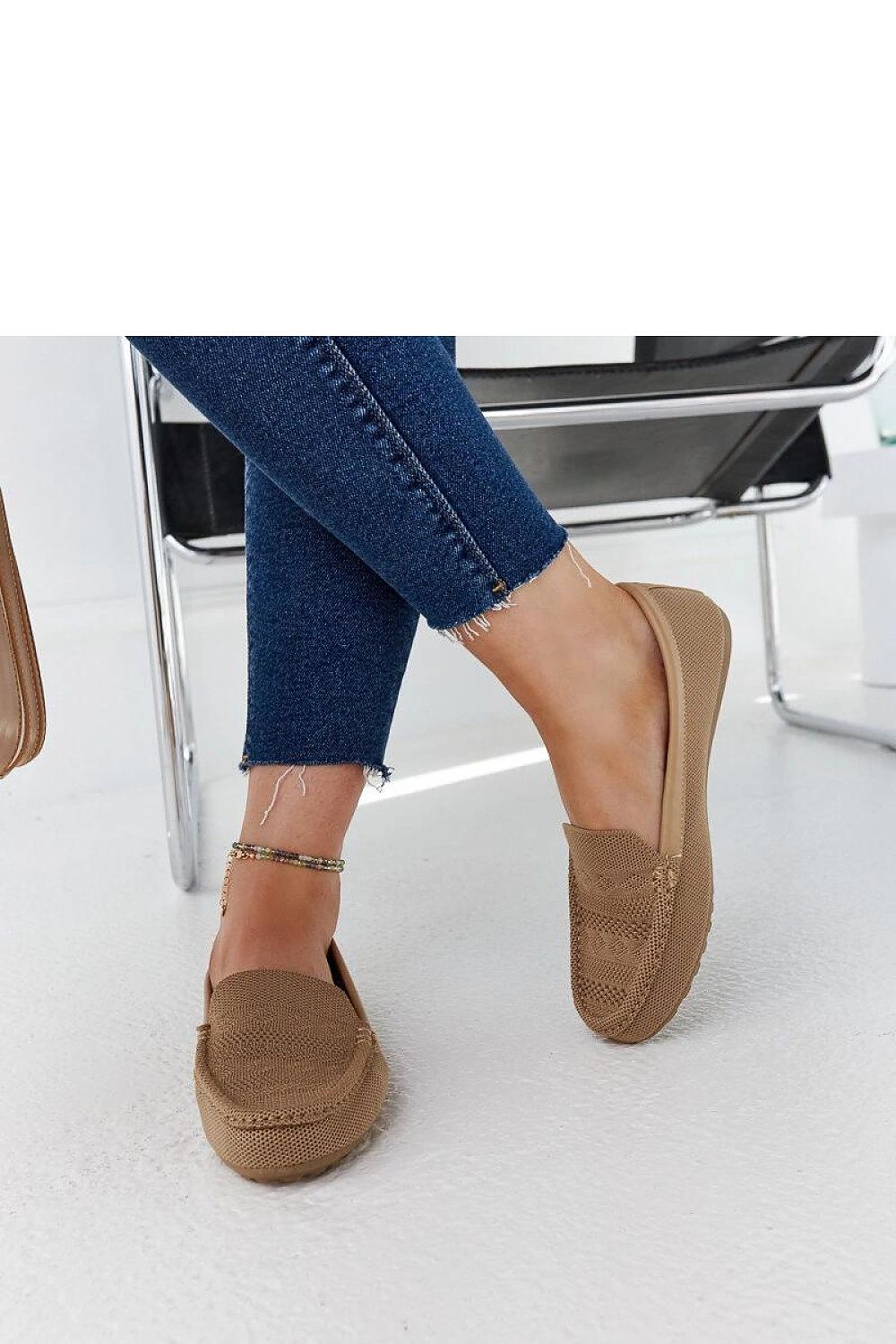   Beżowe materiałowe mokasyny Fiammetta - Solea 