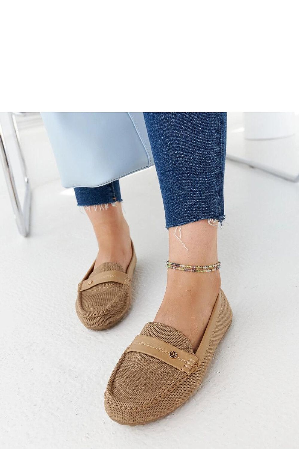   Beżowe materiałowe mokasyny Fombio - Solea 