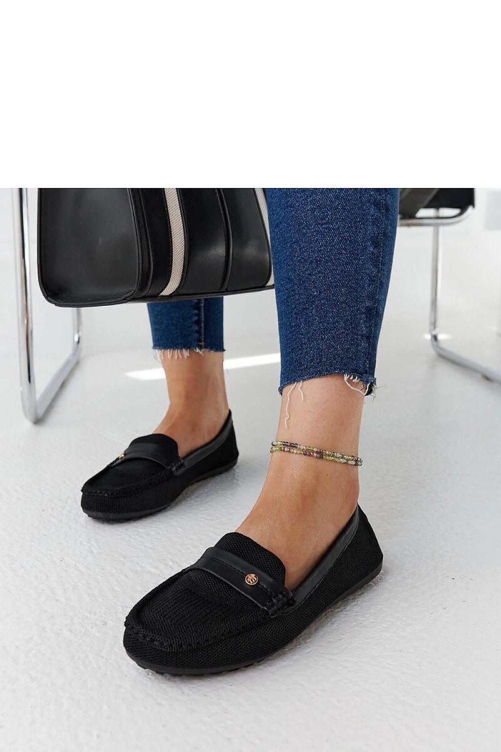   Czarne materiałowe mokasyny Fombio - Solea 