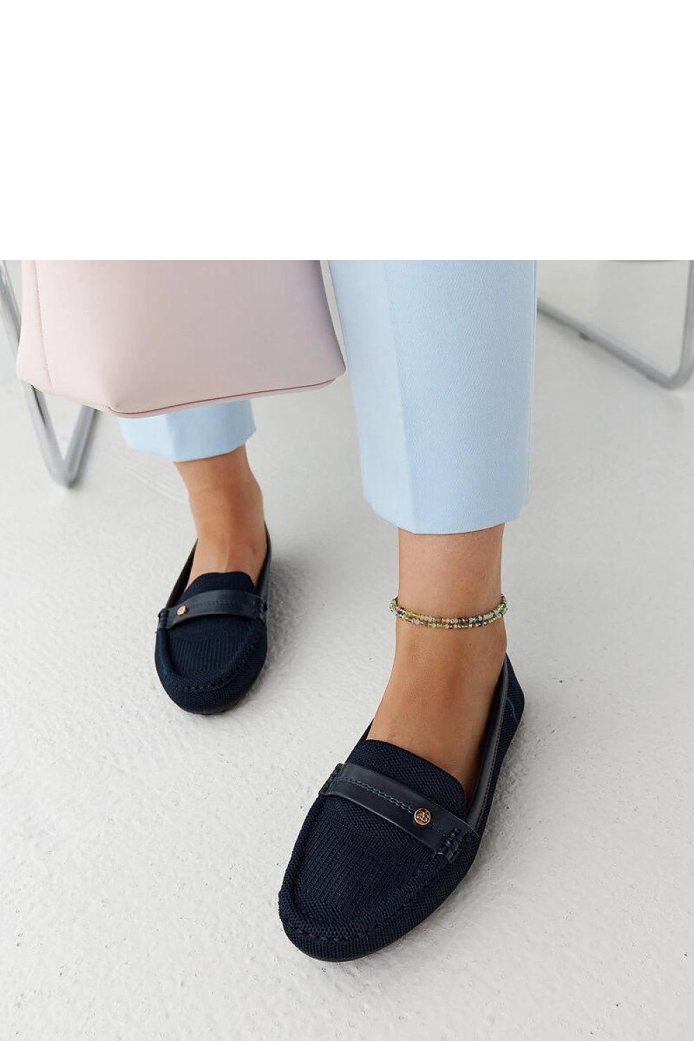   Granatowe materiałowe mokasyny Fombio - Solea 