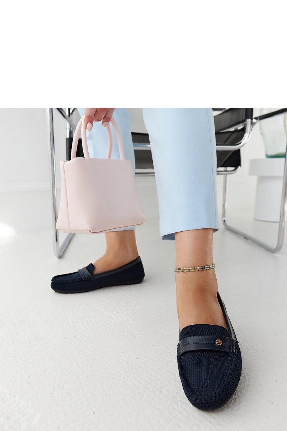   Granatowe materiałowe mokasyny Fombio - Solea 