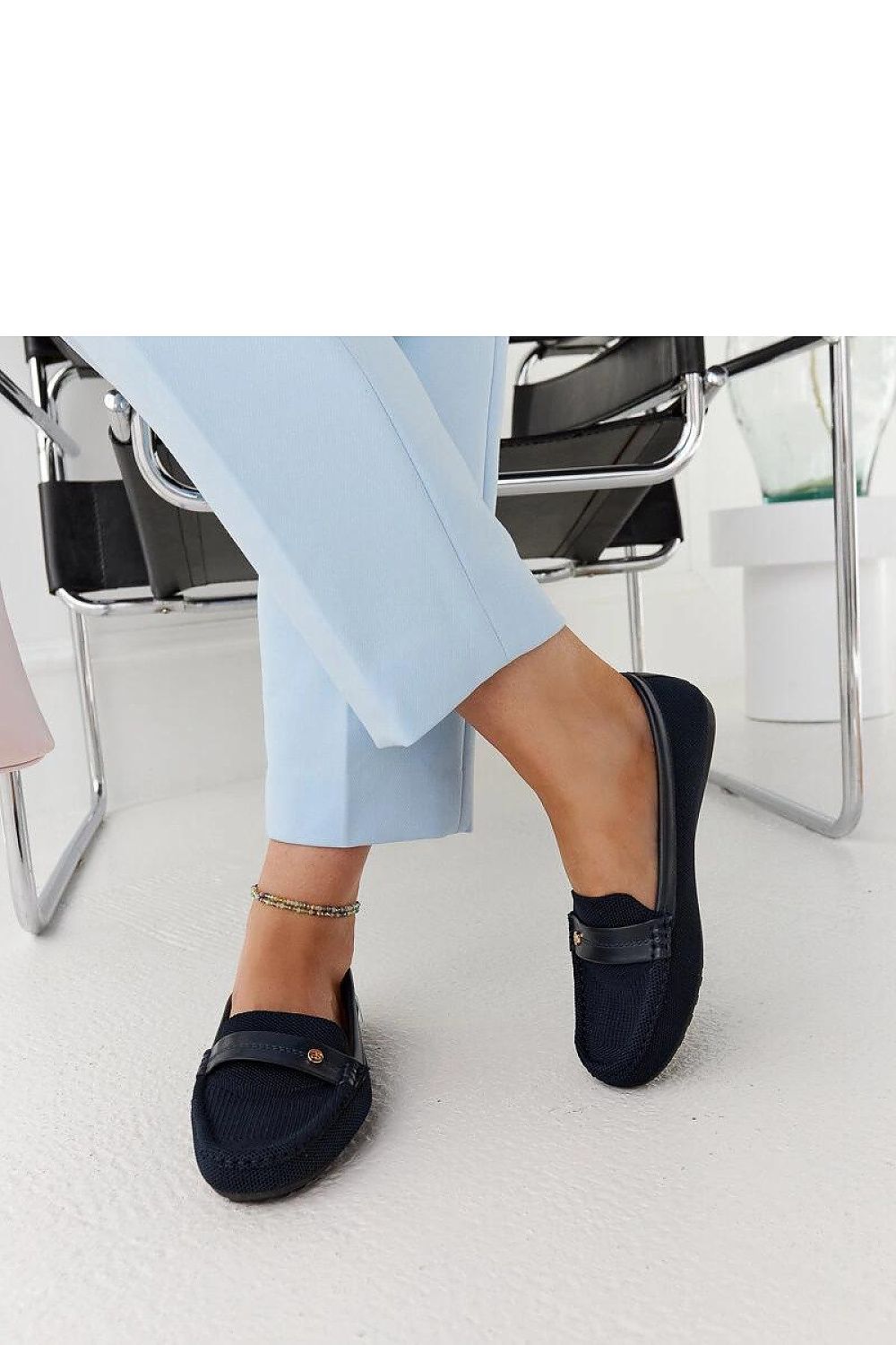   Granatowe materiałowe mokasyny Fombio - Solea 