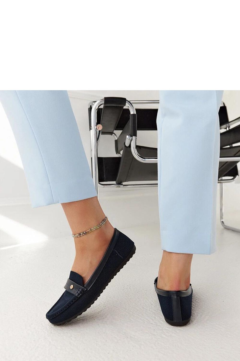   Granatowe materiałowe mokasyny Fombio - Solea 