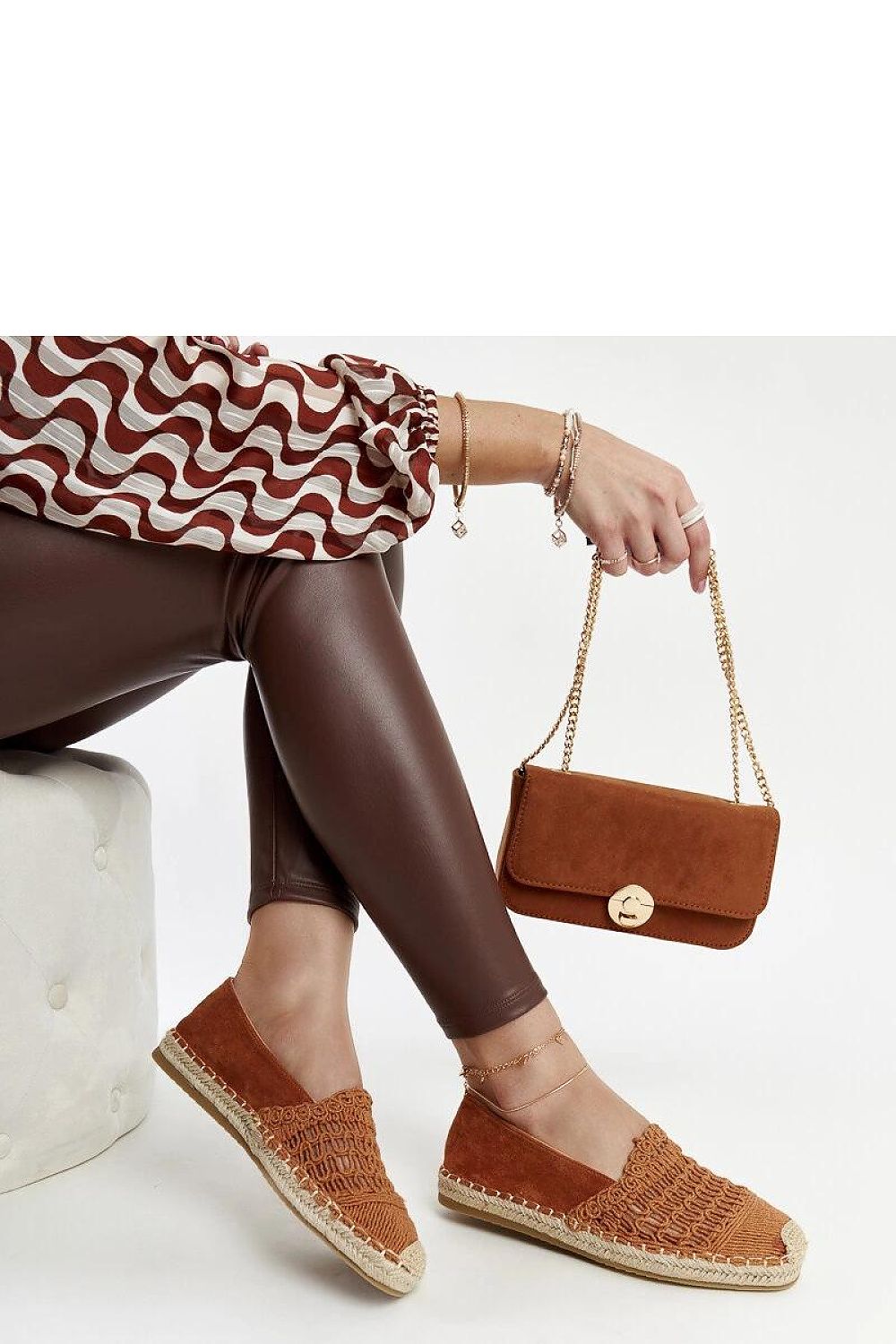   Brązowe ażurowe espadryle Gordana - Solea 