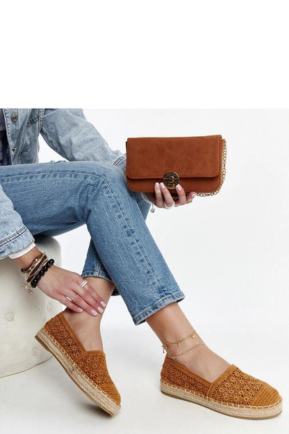   Brązowe koronkowe espadryle na platformie Samra - Solea 