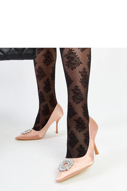   Beżowe szpilki o satynowym wykończeniu z cyrkoniami Clemente - Solea 