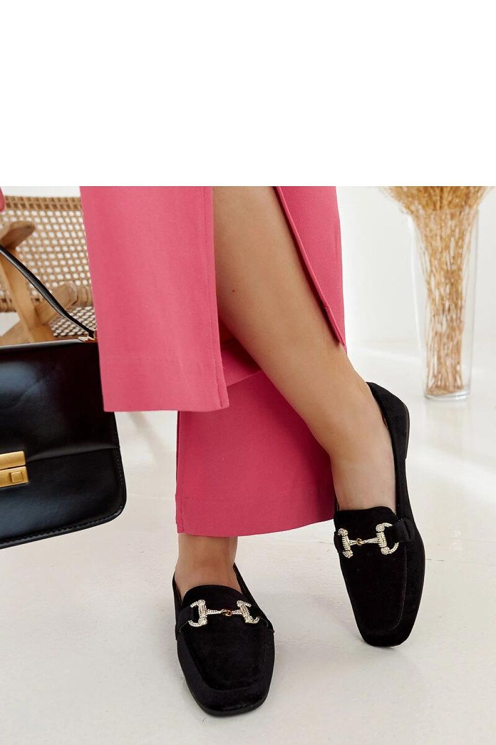   Czarne welurowe mokasyny z cyrkoniami Fabrizia - Solea 