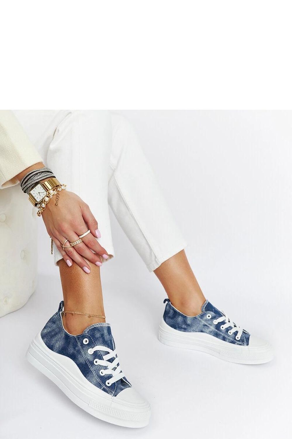   Granatowe trampki na platformie Blais - Solea 