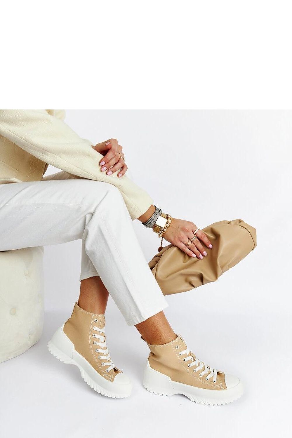   Beżowe trampki za kostkę Ronchis - Solea 