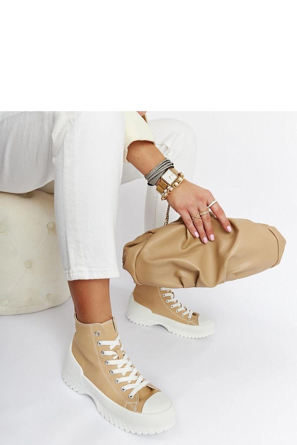   Beżowe trampki za kostkę Ronchis - Solea 