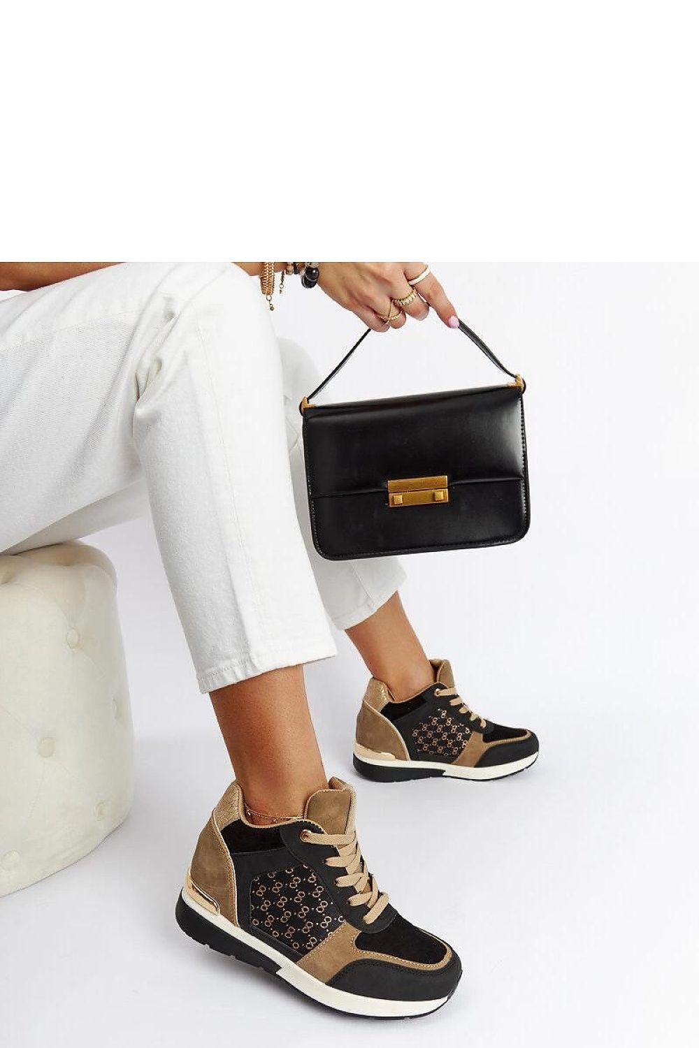   Czarne sneakersy na koturnie Chestnut - Solea 