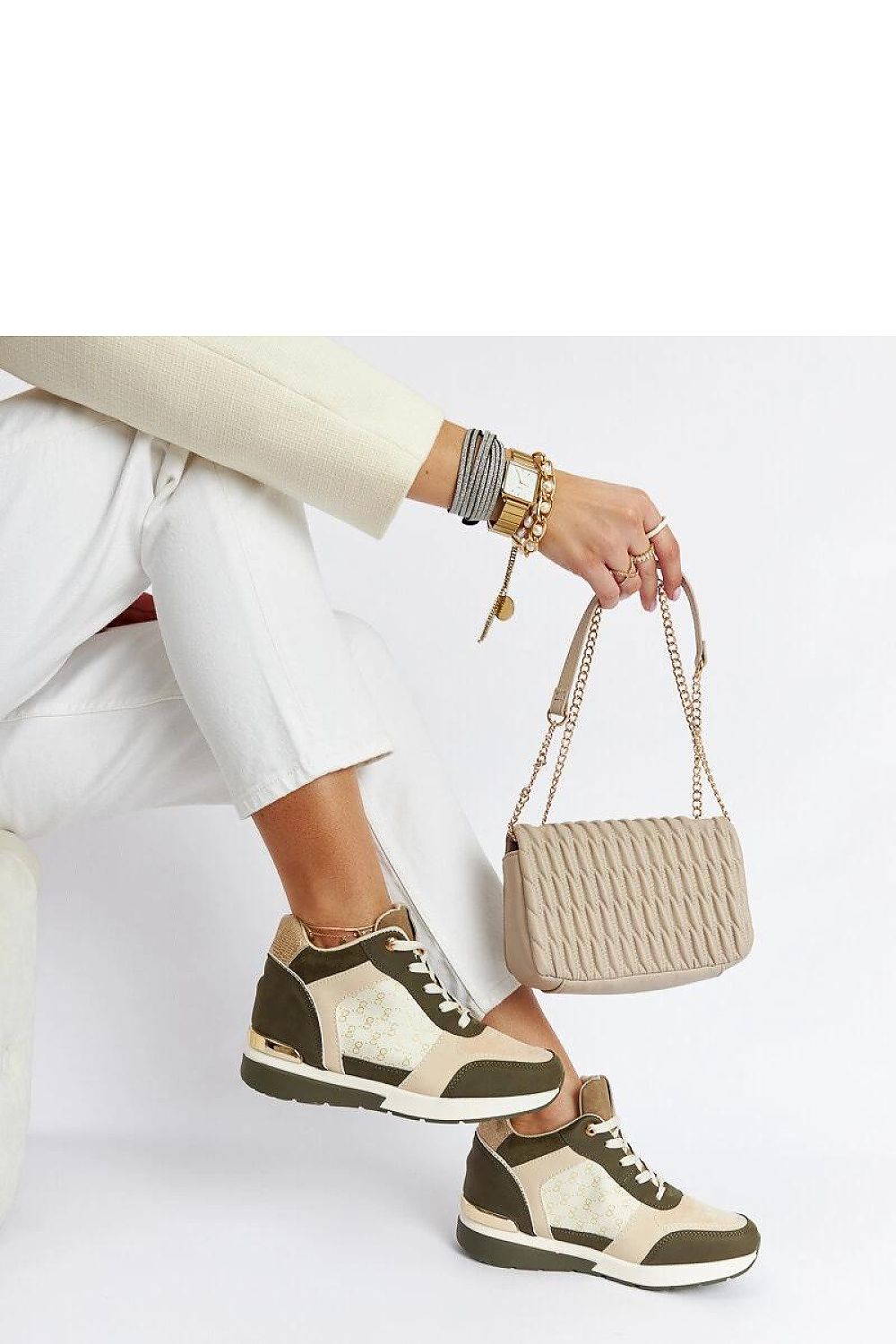   Zielone sneakersy na koturnie Chestnut - Solea 