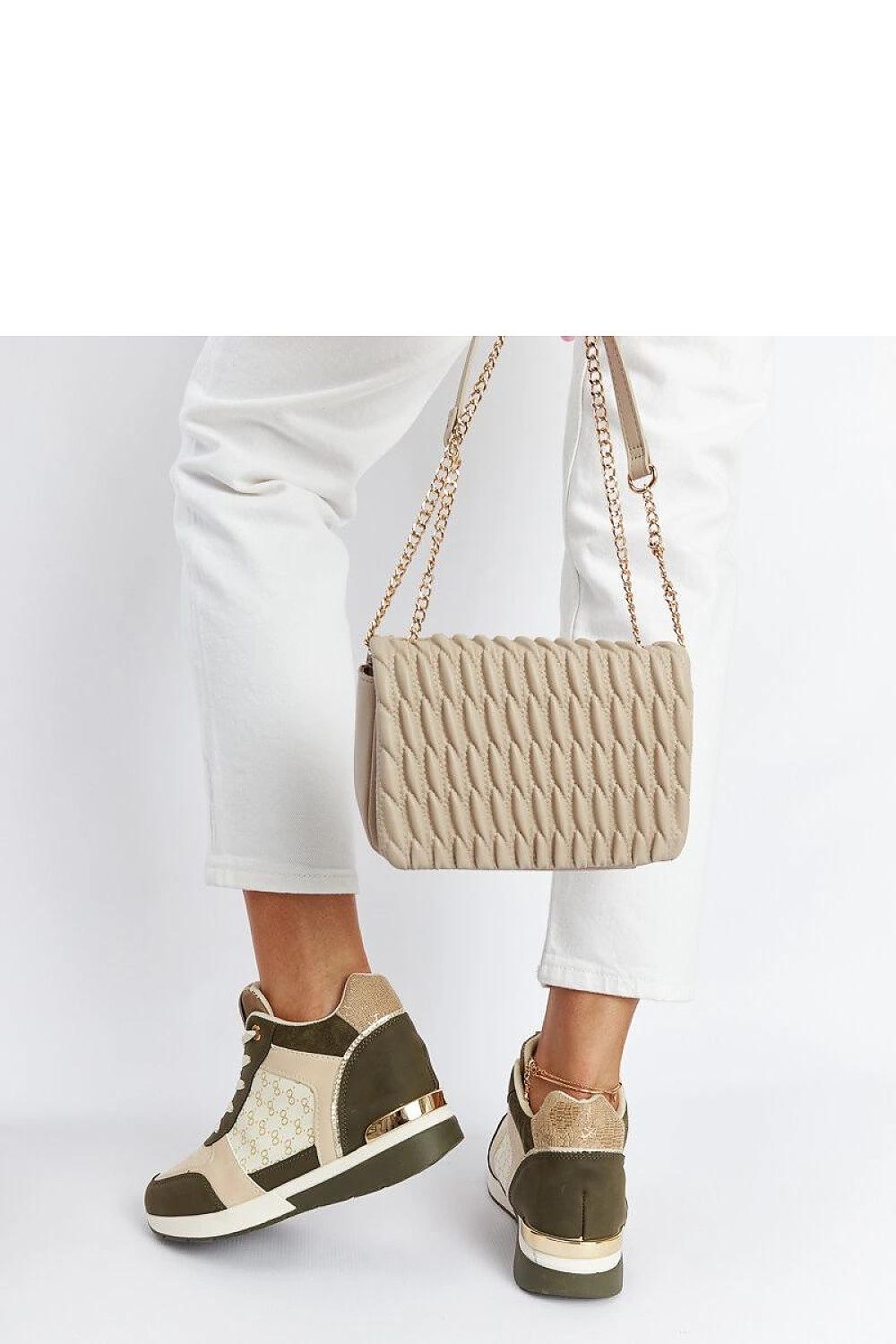   Zielone sneakersy na koturnie Chestnut - Solea 