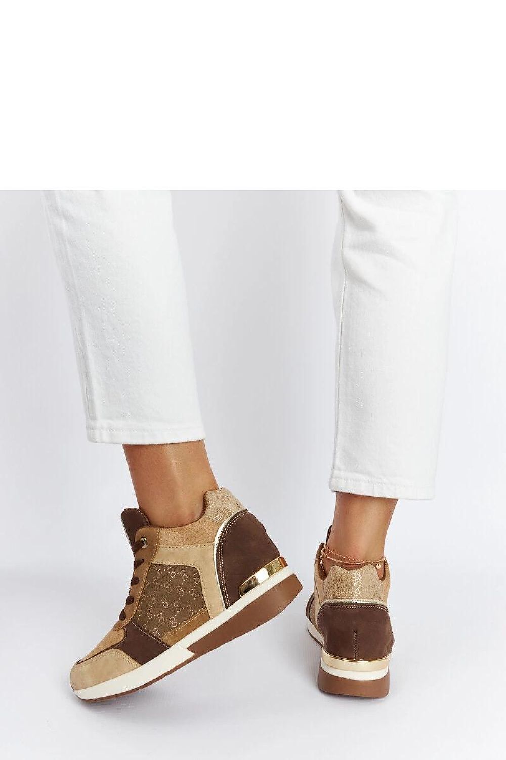   Brązowe sneakersy na koturnie Chestnut - Solea 