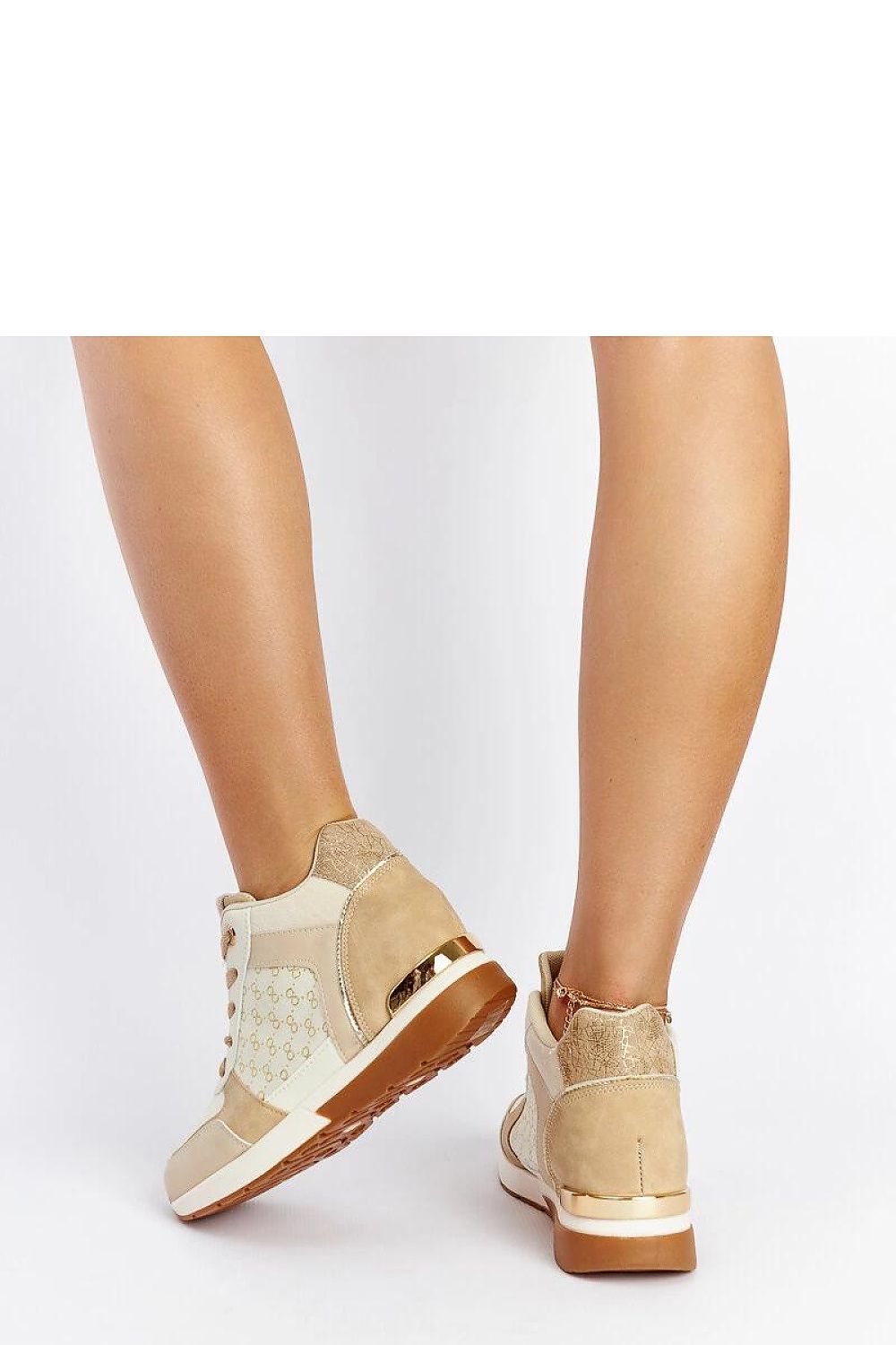   Beżowe sneakersy na koturnie Chestnut - Solea 