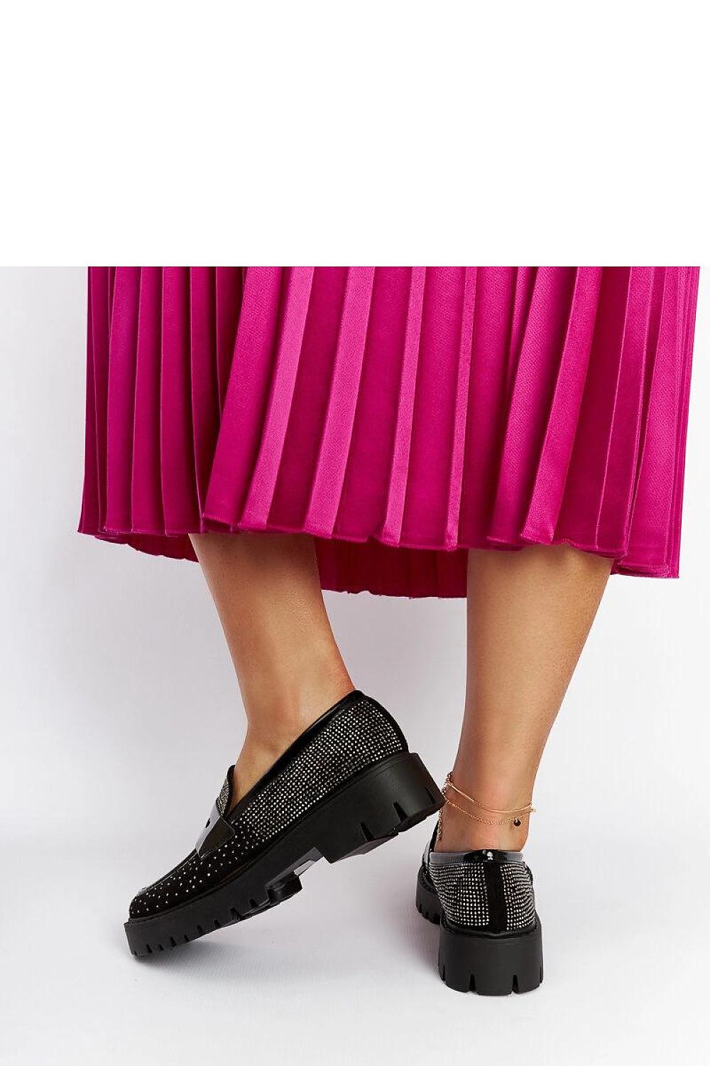   Czarne mokasyny zdobione cyrkoniami Newport - Solea 