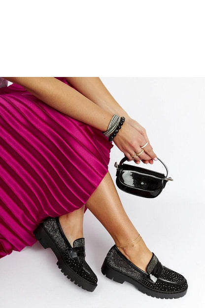   Czarne mokasyny zdobione cyrkoniami Newport - Solea 