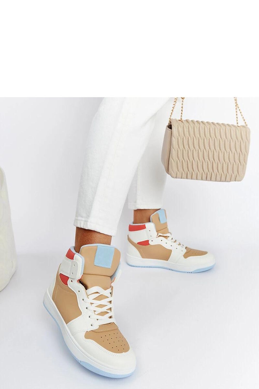   Biało-beżowe sneakersy za kostkę Eagan - Solea 