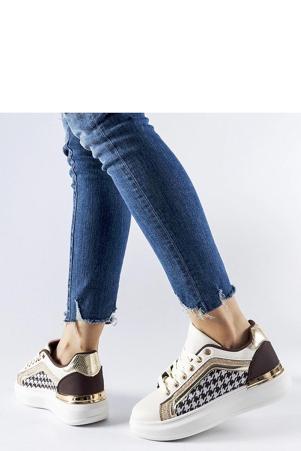   Brązowo-beżowe sneakersy z brokatem Briercliff - Solea 