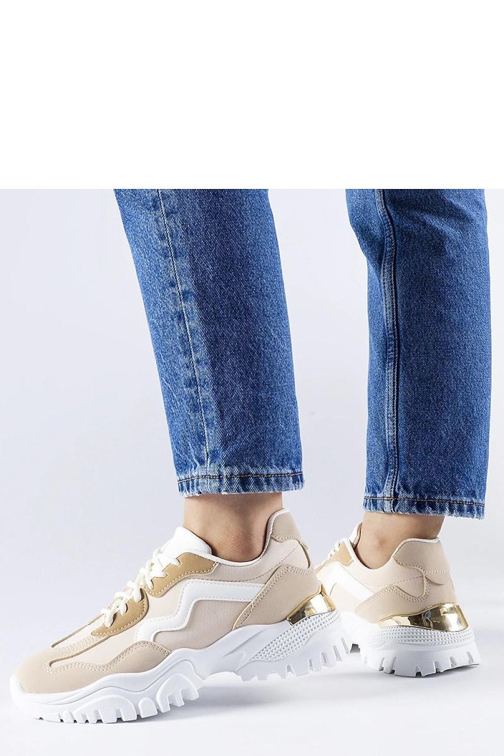   Beżowe sneakersy na masywnej podeszwie Gironic - Solea 