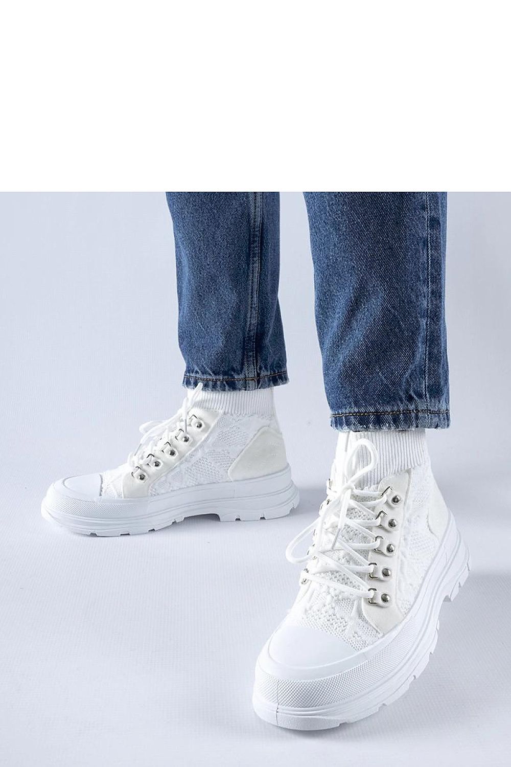   Białe wysokie materiałowe trampki Casalma - Solea 