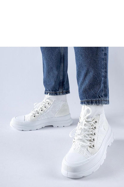   Białe wysokie materiałowe trampki Casalma - Solea 