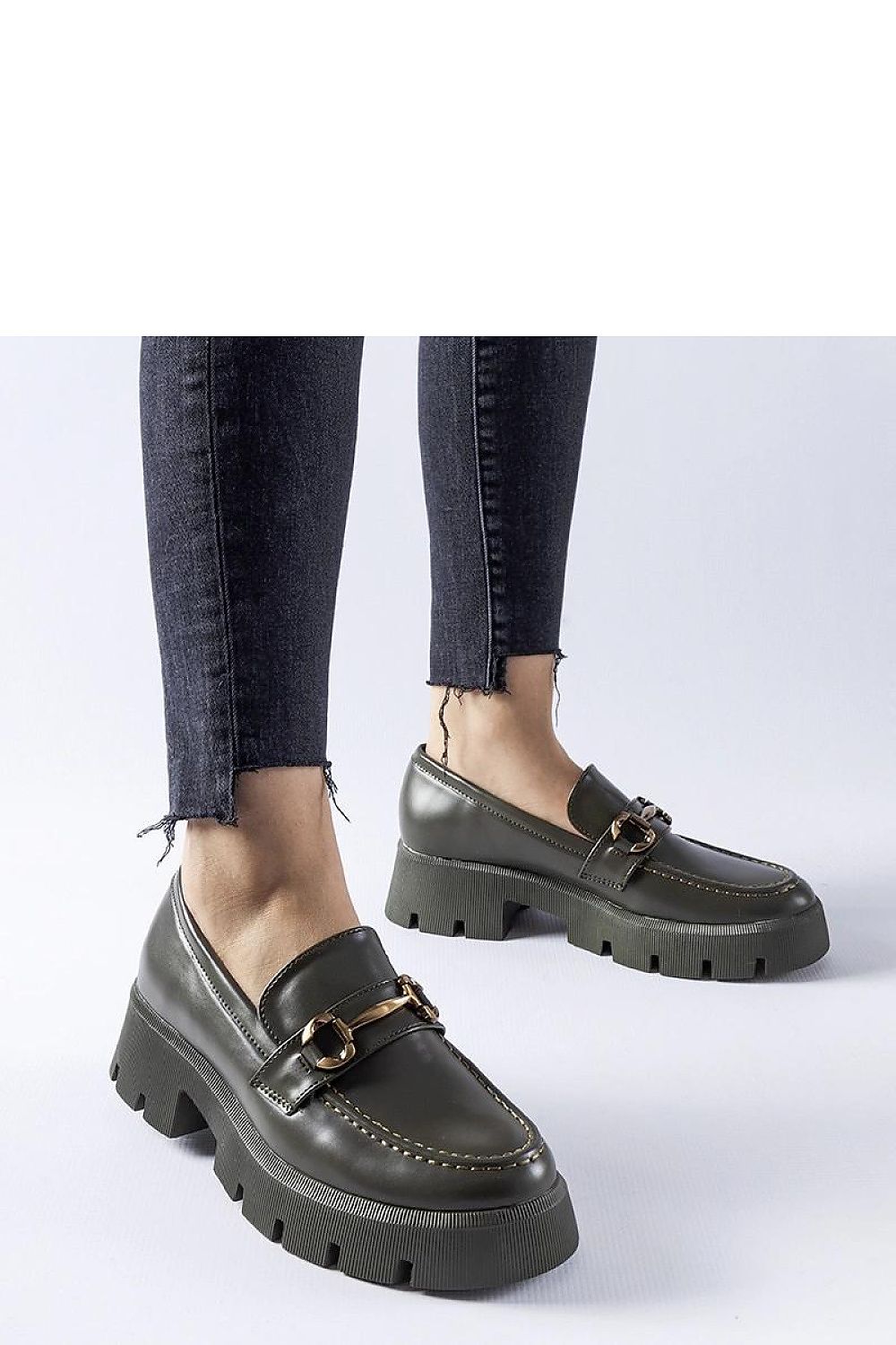   Zielone mokasyny z klamerką Cerzeto - Solea 