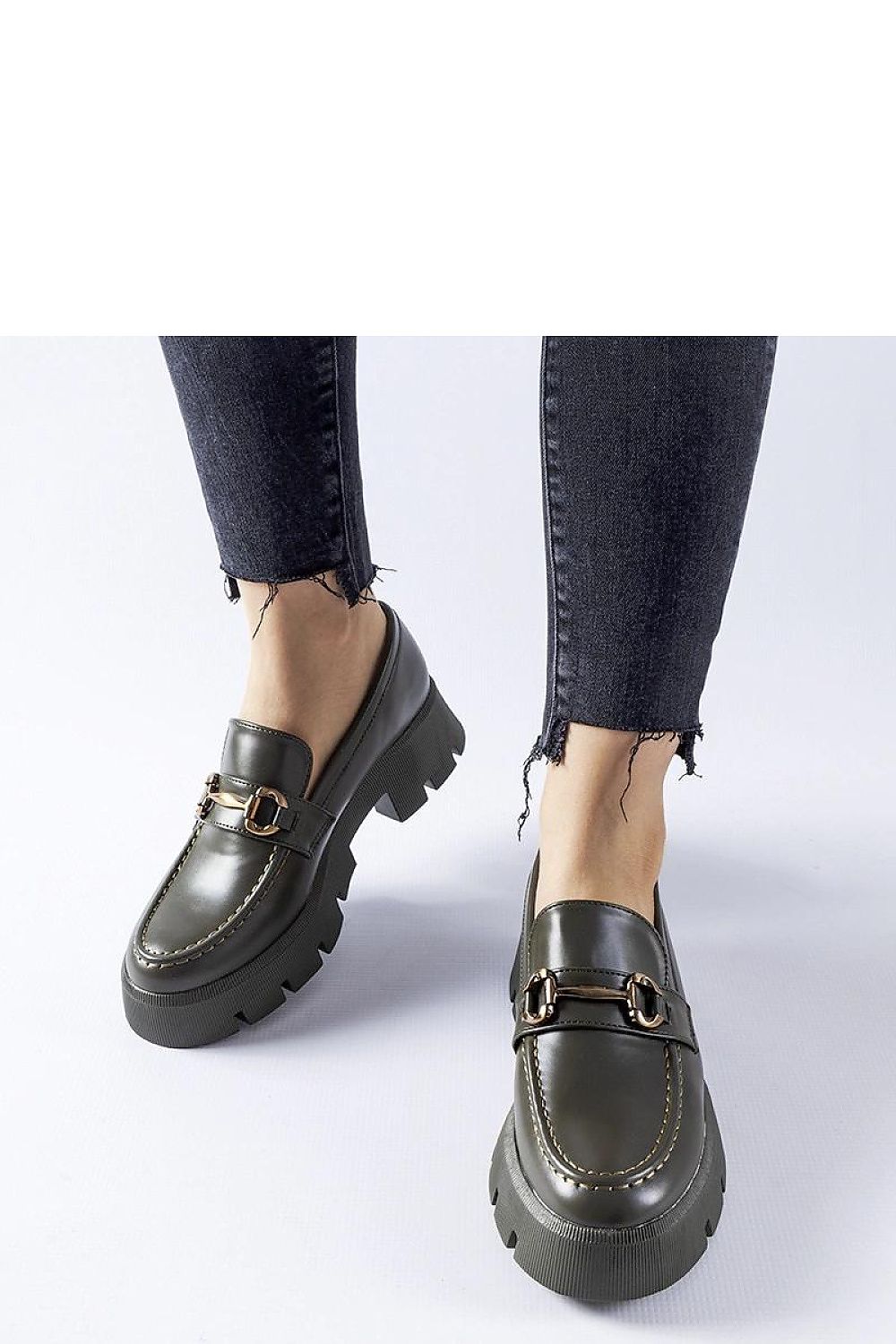   Zielone mokasyny z klamerką Cerzeto - Solea 