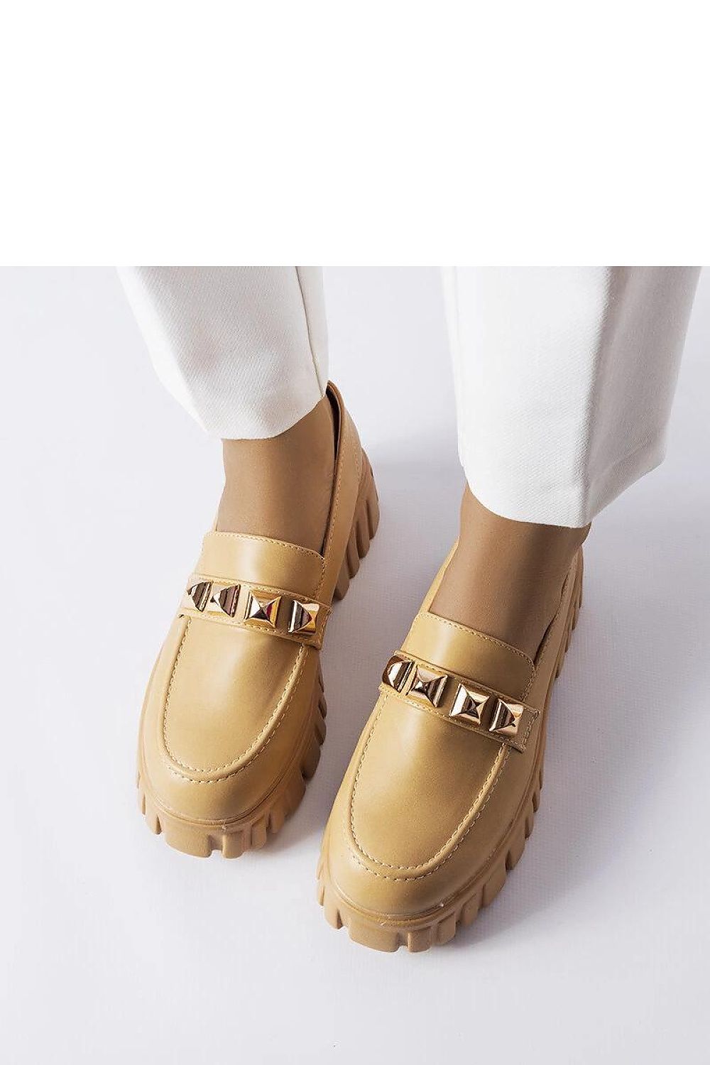   Beżowe mokasyny na platformie Frisco - Solea 