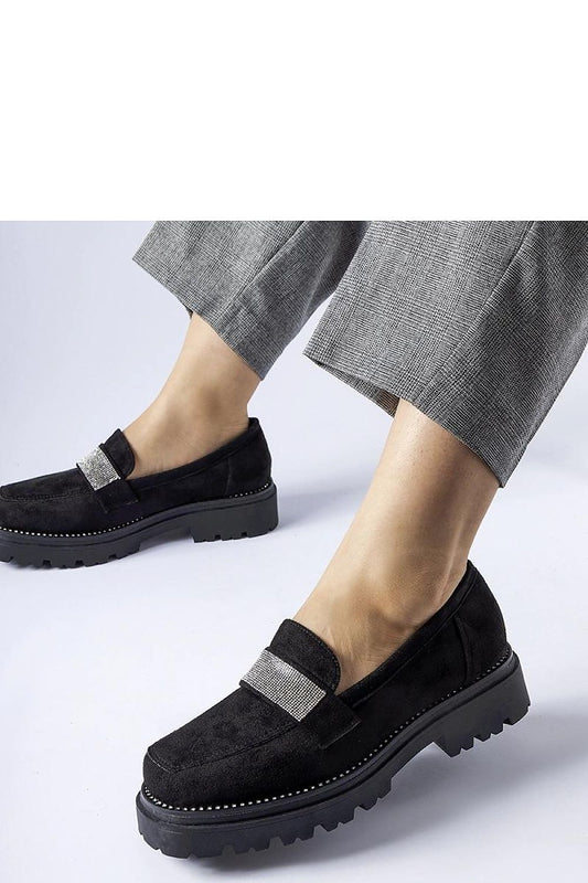   Czarne mokasyny z eko-zamszu Nicholls z cyrkoniami - Solea 